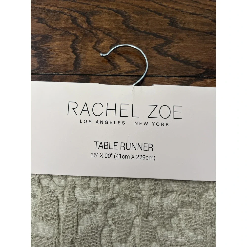 Rachel Zoe Table Runner 16x90 NWT Beige Cream Off White Embossed Abstract Floral